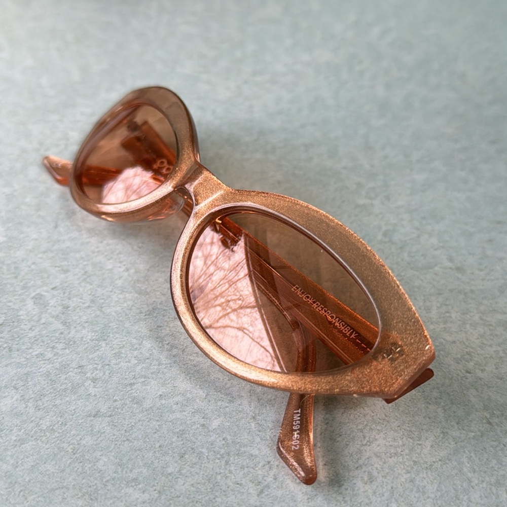 Opposit Cat Eye Orange Retro Glitter Glasses